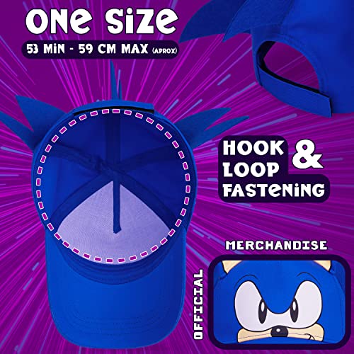 Sonic The Hedgehog 3D Baseball Cap for Boys Summer Holiday Accessories Blue One Size Adjustable Strap Boys Hat Lightweight Breathable Sun Hat Gamer Gifts for Boys