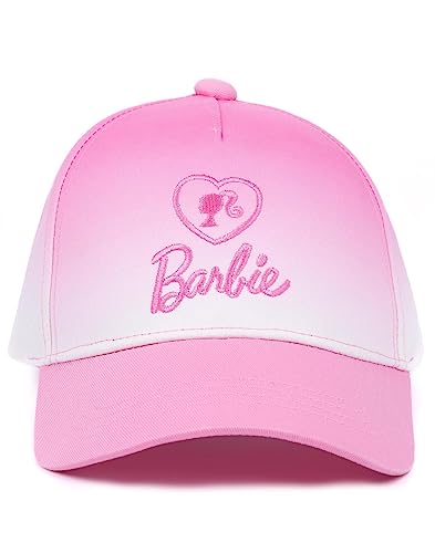 Barbie Girls Snapback Cap & Sunglasses | Pink Ombre Summer Hat & Love Heart Shades for Kids | Classic Logo Adjustable Clasp Holiday Headwear | Cool Merchandise Gift for Children