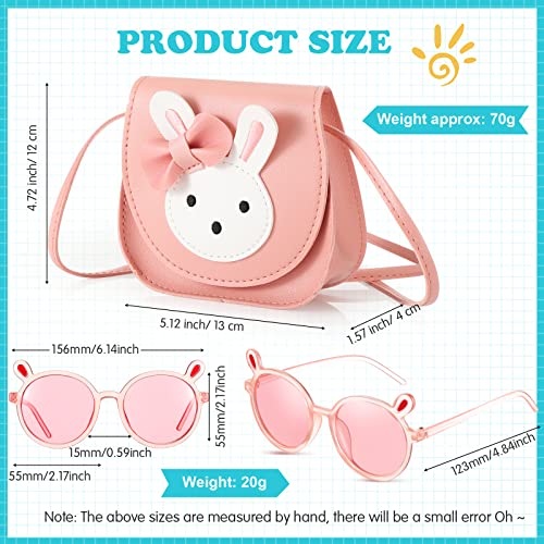 Photect Cute Rabbit Girls' Handbags and Shoulder Bags PU Leather Crossbody Bag with Adjustable Strap, Animal Ears Kids Sunglasses Bunny Pink Cartoon Sunglasses for Preschool Children Toddlers, Pink