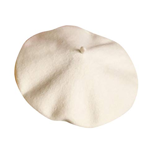 Promotion Sale Clearance Children Girls Stretch Beret Hat Retro Wool Pure Color Head Scarf Wrap Hat Cap Winter Baby Hats for Kids 0-8 Years White