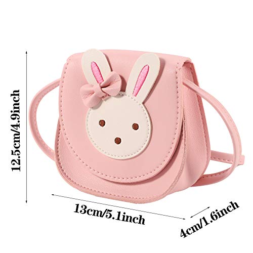 GOTH Perhk Girls Shoulder Bag Crossbody Bag Cute Bunny Rabbit PU Leather Handbag Cartoon Animal Mini Bag for Preschool Kids Toddlers Baby Girls(Pink)