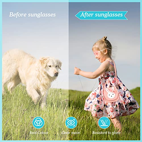 Photect Cute Rabbit Girls' Handbags and Shoulder Bags PU Leather Crossbody Bag with Adjustable Strap, Animal Ears Kids Sunglasses Bunny Pink Cartoon Sunglasses for Preschool Children Toddlers, Pink