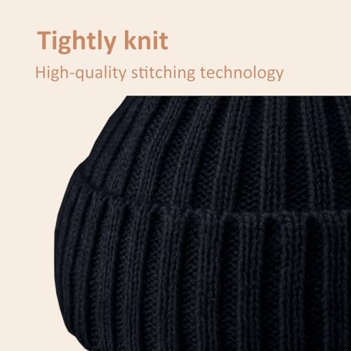 LCZTN FASHION Kids Unisex Beanie Winter 3-12 Year Hat for Warm Fleece Lined with Ear Flaps for Cute Boys and Girls (Acrylic, Black)