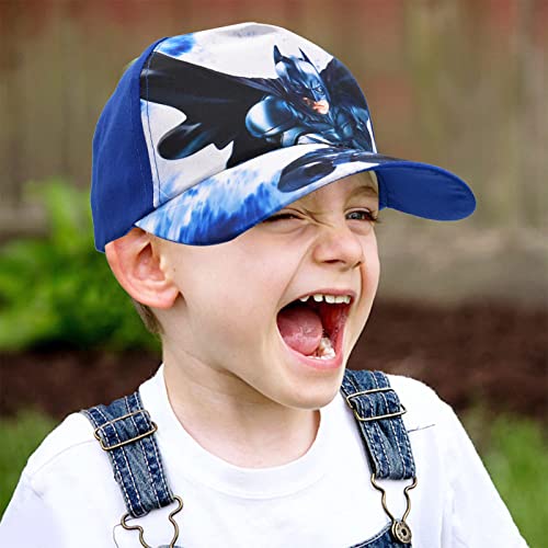 Tomicy Children's Summer Baseball Caps 2pcs Kids Cartoon Peaked Cap Cartoon Design One Size Baseball Cap for Boys Girls Adjustable Kids Trucker Hats with Velcro Fastening(Red/Blue)