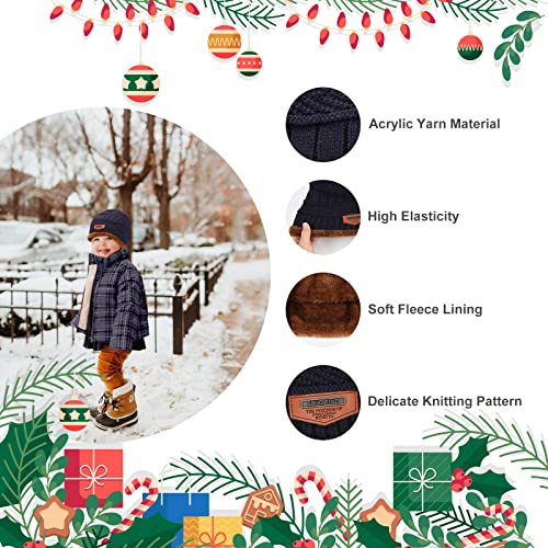 Makone Boys Hat Scarf and Gloves Set, Kids Winter Hat Scarf Gloves Set,For Girls Boys Warm Knitted Beanie Hats Snood Scarf and Gloves For Children