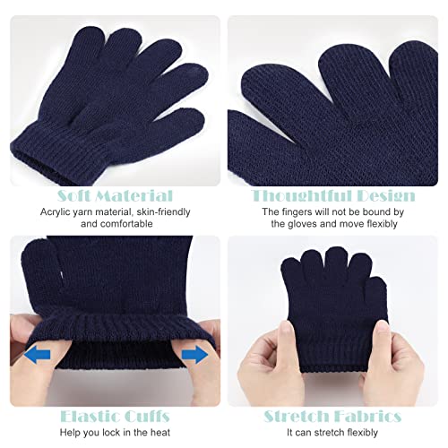 Makone Boys Hat Scarf and Gloves Set, Kids Winter Hat Scarf Gloves Set,For Girls Boys Warm Knitted Beanie Hats Snood Scarf and Gloves For Children