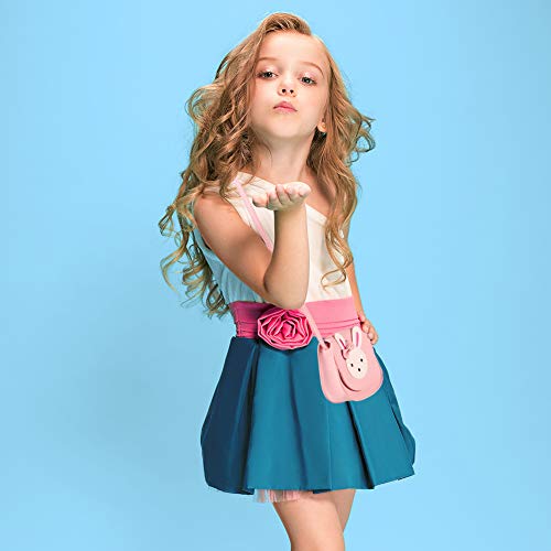 GOTH Perhk Girls Shoulder Bag Crossbody Bag Cute Bunny Rabbit PU Leather Handbag Cartoon Animal Mini Bag for Preschool Kids Toddlers Baby Girls(Pink)