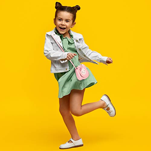 GOTH Perhk Girls Shoulder Bag Crossbody Bag Cute Bunny Rabbit PU Leather Handbag Cartoon Animal Mini Bag for Preschool Kids Toddlers Baby Girls(Pink)