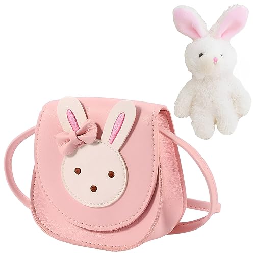 JIANYH Toddler Handbag, Girls Handbag, Adjustable Shoulder Strap Cute Rabbit Kids Handbag, Girls Shoulder Bag with 1 one-Piece Rabbit Pendant Suitable for Preschool Kids Toddlers Girls(Pink)