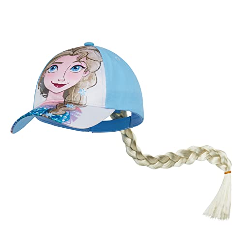 Disney Baseball Cap for Girls Removable Plait Summer Accessories Adjustable Strap The Little Mermaid Frozen Accessories Childrens Sun Hat 3D Cap for Girls Frozen Gifts (Blue Frozen)
