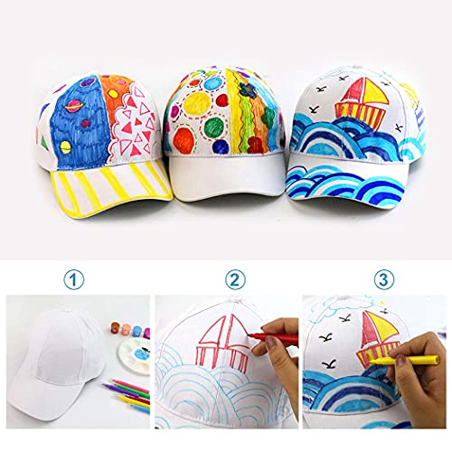 Joyibay DIY Kids Baseball Cap,10 Pcs White Baseball Caps Children Art Painting Hats Casual Caps Suitable for Boys Girls for Outdoor Sports, School Activities, Holiday Travel