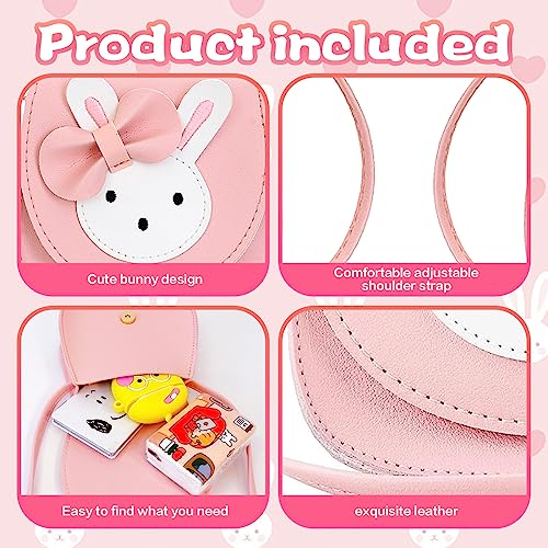 Little Girls Handbag Set, Cute Rabbit Girls' Shoulder Bags with Adjustable Strap, Cartoon Bunny Children's Hair Rope and Kids Sunglasses with Rabbit Ears, Crossbody Bags for Girls Birthday Presents
