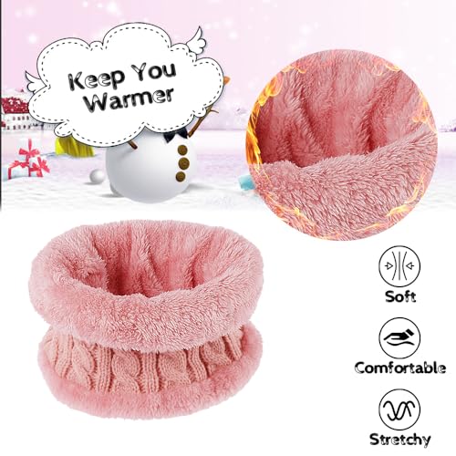 flintronic 3PCS Kids Winter Beanie Hat Scarf Gloves Set, 3 In 1 Knit Warm Toddler Winter Cap Gloves Neck Warmer, Winter Thick Warm Accessories Sets for Boys Girls of 1-5 Years, Pink