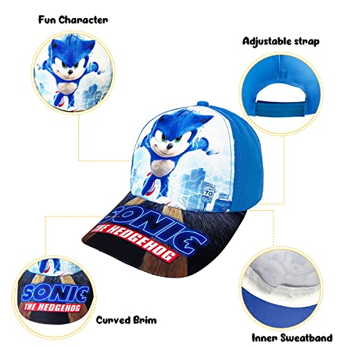 Bonamana Sonic Printing Baseball Cap for Boys Girls Adjustable Kid Hat Flat Brim Hat Children Sun Hat Visor Cap (City Running)