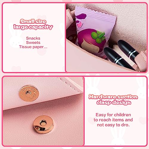 Little Girls Handbag Set, Cute Rabbit Girls' Shoulder Bags with Adjustable Strap, Cartoon Bunny Children's Hair Rope and Kids Sunglasses with Rabbit Ears, Crossbody Bags for Girls Birthday Presents