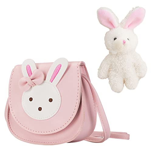 NINVVS 1 mini rabbit messenger bag, shoulder bag, PU leather handbag, adjustable shoulder strap, with 1 one-piece rabbit pendant, suitable for dating, shopping, hiking girls (pink)