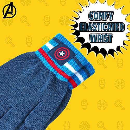 Marvel Beanie Hat Scarf and Gloves Set Kids - Avengers 2 or 3 Piece Winter Set - Spiderman Gifts for Boys (Blue Avengers)