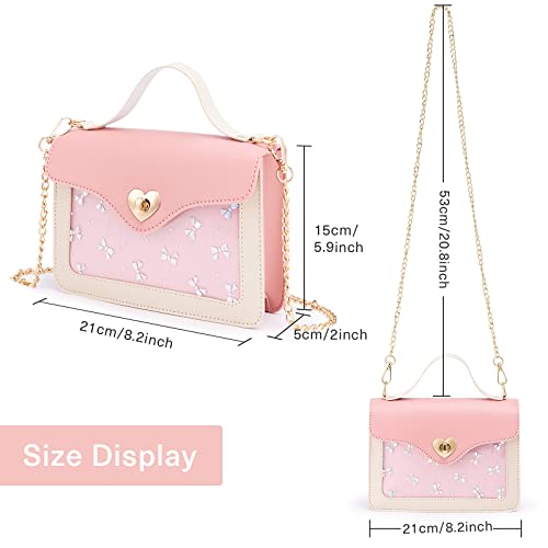 KALIDI Little Girls Handbags Heart Shaped Lock Girls Purse Mini Crossbody Bags Chain Kids Handbag Shoulder Bag for Girls Children Toddler Teens,pink