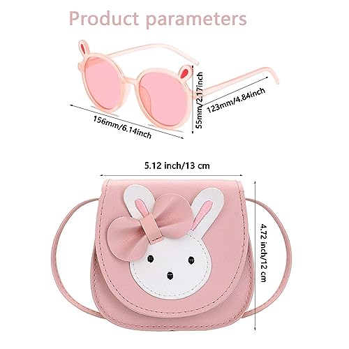dinghaole Cute Rabbit Girls' Handbags - PU Leather Crossbody Bag with Adjustable Strap Animal Ears Kids Sunglasses Perfect for Preschool Children and Toddlers