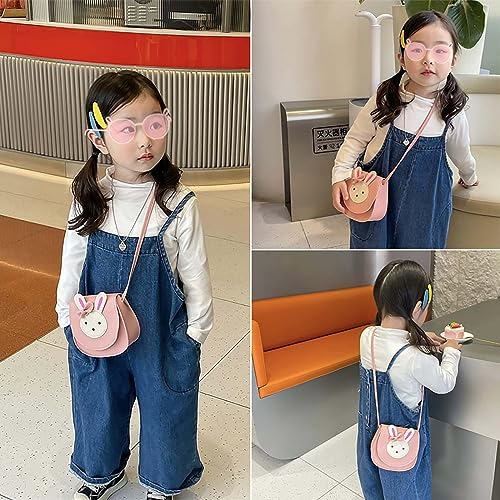 dinghaole Cute Rabbit Girls' Handbags - PU Leather Crossbody Bag with Adjustable Strap Animal Ears Kids Sunglasses Perfect for Preschool Children and Toddlers