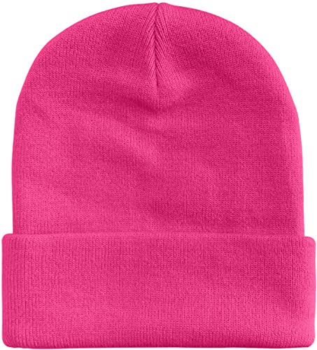 ATNKE Kids LED Lighted Beanie Cap, USB Rechargeable 4 LED Headlamp Waterproof Winter Warmer Knit Night Hats with Light for Boys Girls/Rose Red