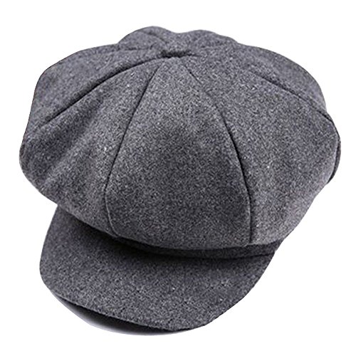 FSSTUD Retro Style Baker Boy Flat Cap Visor Beret Newsboy Cap Kids Winter Hats Grey