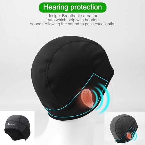 Oscenny Cycling Cap Under Helmet,Skull Cap,Help Hearing Design,Stretch Soft Wind-Proof Water-Proof for Outdoor Sports ski,Football,Running for Young Boys Gilrs Children Winter (Black-Kids(10-15Y))