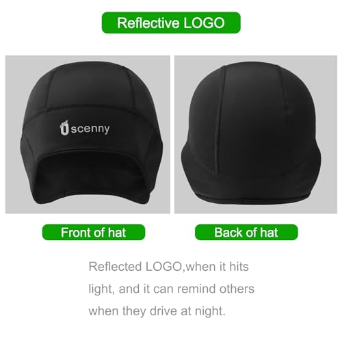 Oscenny Cycling Cap Under Helmet,Skull Cap,Help Hearing Design,Stretch Soft Wind-Proof Water-Proof for Outdoor Sports ski,Football,Running for Young Boys Gilrs Children Winter (Black-Kids(10-15Y))