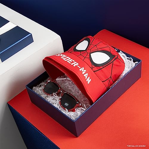 Marvel Bucket Hat and Kids Sunglasses Set for Boys Avengers Lightweight Sun Hat 100% UV Kids Sunglasses Boys Spiderman Holiday Summer Accessories Gifts for Boys (Red Spiderman)