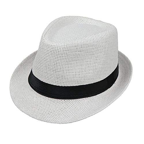 Lyguy Baby Hat, Children Kids Summer Beach Straw Hat Jazz Panama Trilby Fedora Hat Gangster Cap Outdoor Breathable Hats Girls Boys Sunhat D