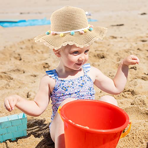 MAMUNU Girls Sun Hat and Mini Cross Body Bag Sets, Summer Beach Straw Hat and Mini Purse Set, Flower Straw Hat for Kids Girls Holiday Outdoor Activities Travel