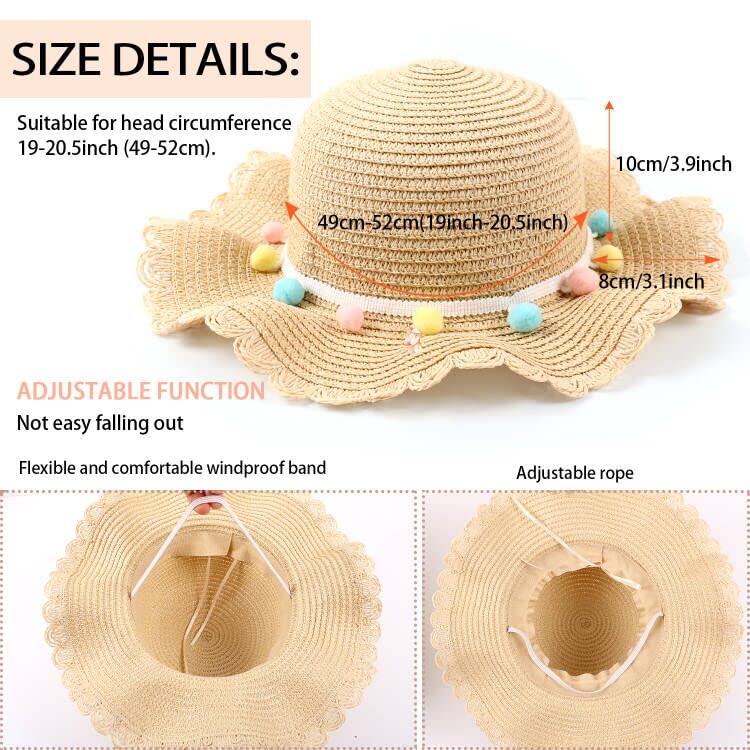 MAMUNU Girls Sun Hat and Mini Cross Body Bag Sets, Summer Beach Straw Hat and Mini Purse Set, Flower Straw Hat for Kids Girls Holiday Outdoor Activities Travel