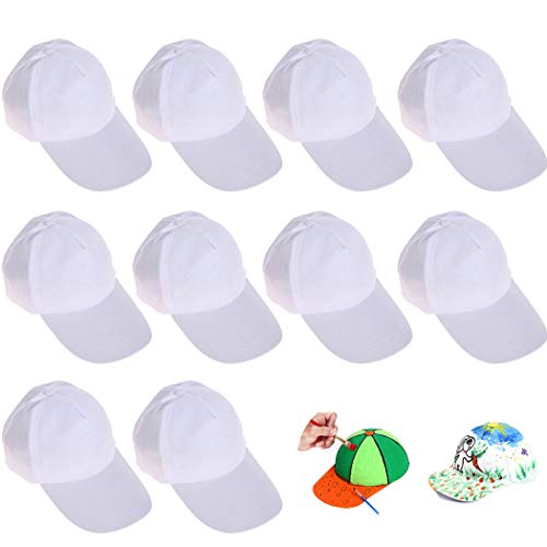 Joyibay DIY Kids Baseball Caps, 15PCS Kids Hats Creative Blank Art Painting Hats Caps Casual Beach Sun Hats for Outdoor Sports White