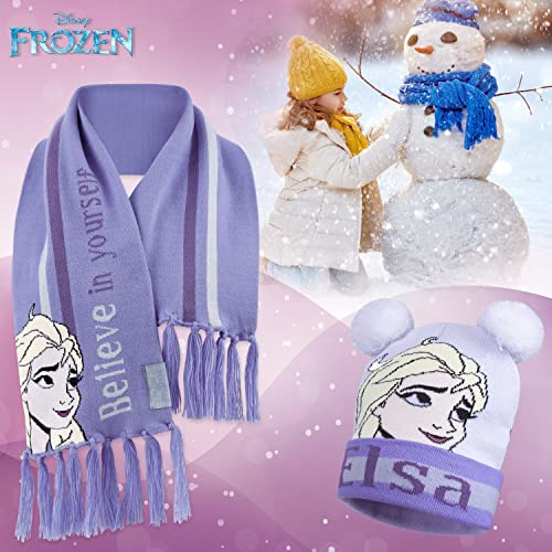 Disney Beanie Hat Scarf and Gloves Set Kids, Frozen Gifts for Girls