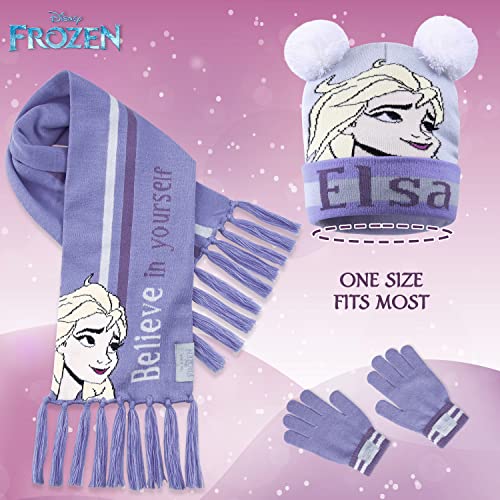Disney Beanie Hat Scarf and Gloves Set Kids, Frozen Gifts for Girls