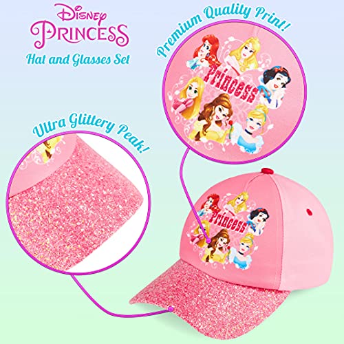 Disney Princess Baseball Cap & Kids Sunglasses, Girls Sun Hat & Sunglasses for Kids Summer Set Pink