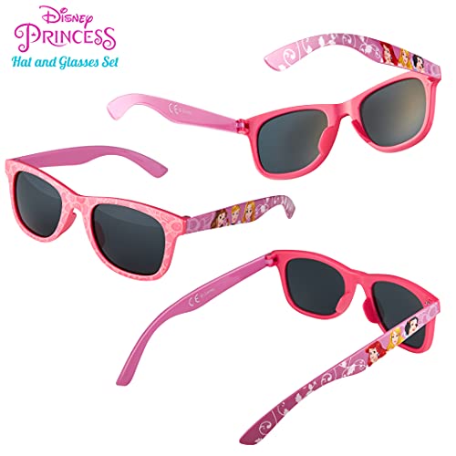 Disney Princess Baseball Cap & Kids Sunglasses, Girls Sun Hat & Sunglasses for Kids Summer Set Pink