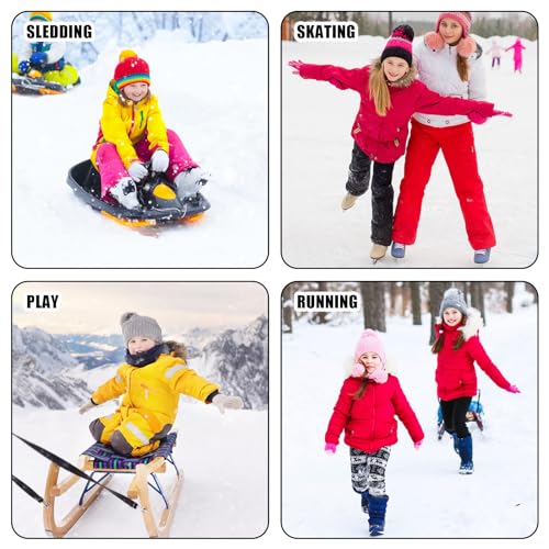 Winter Hats Gloves and Scarf Sets for Kids, Thermal Knit Crochet Thick Fluffy Toddler Cap Pom Bobble Hat Neck Warmer Girls Hat Scarf and Gloves Set for Children Outdoor Sports (Yellow)