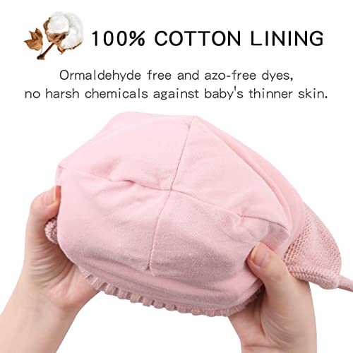 XIAOHAWANG Warm Kids Beanie Winter Knitted Baby Hat for Boys Girls Infant Toddler Toque with Pompom (M, Skin Pink Pompom)