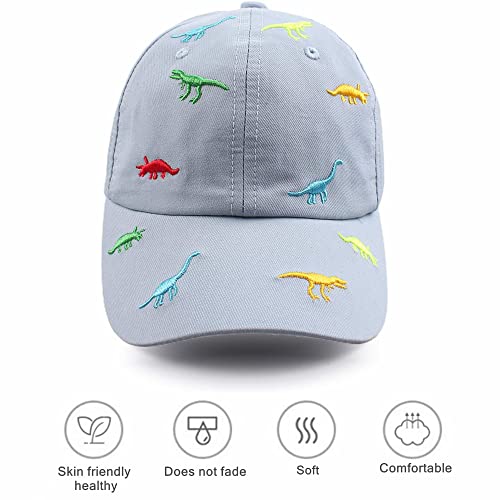 iNszkoos 2-6 Years Children's Dinosaur Baseball Cap Summer Sun Hat for Kids, Unisex Cotton Embroidered UV Protection Hat Golf Baseball Sports Cap Beanie Hat for Boy Girl Baby Infant Toddler Blue