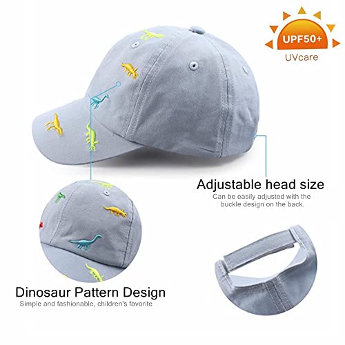 iNszkoos 2-6 Years Children's Dinosaur Baseball Cap Summer Sun Hat for Kids, Unisex Cotton Embroidered UV Protection Hat Golf Baseball Sports Cap Beanie Hat for Boy Girl Baby Infant Toddler Blue