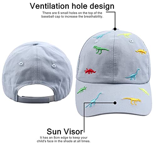 iNszkoos 2-6 Years Children's Dinosaur Baseball Cap Summer Sun Hat for Kids, Unisex Cotton Embroidered UV Protection Hat Golf Baseball Sports Cap Beanie Hat for Boy Girl Baby Infant Toddler Blue