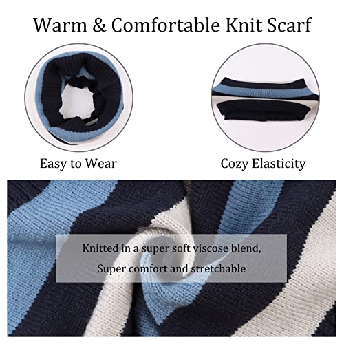 XIAOHAWANG Striped Winter Baby Beanie Knitted Hat Boys Girls Toddler Kids Warm Children Classic Beanie Hats (Sky Blue(Hat+Scarf), M)