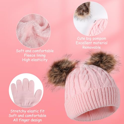 Kids Winter Hat Scarf Gloves Set,Warm Soft Thick Warm Fleece Lining Hat Beanie Sets for Girls Boys Children Aged 3-8