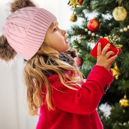 Kids Winter Hat Scarf Gloves Set,Warm Soft Thick Warm Fleece Lining Hat Beanie Sets for Girls Boys Children Aged 3-8