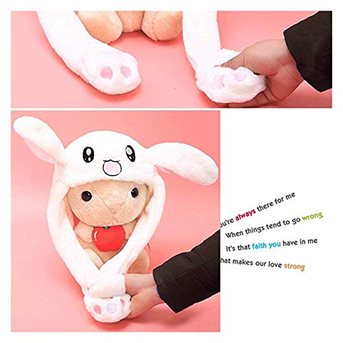 Tderloi Hat Girls Animals Ear Moving Jumping Hats Children Women Warm Plush Rabbit Winter Kids Bunny Fuzzy Pinch Airbag Caps (Color : Stitch blue, Size : 30x50cm)