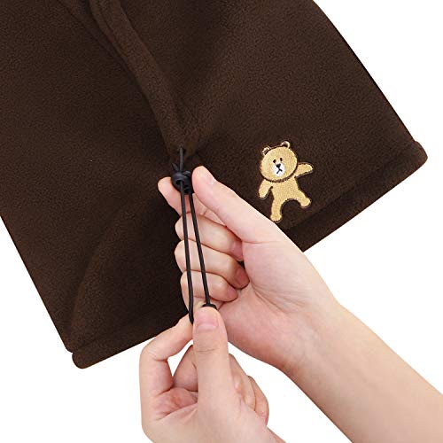 Qchomee Kids 3 IN 1 Hat Warm Mask Scarf Set Boys Girls Fleece Balaclava Ski Hat Neckwarmer Mask Adjustable Windproof Hood Winter Thermal Neck Snood for Children Age 5-10