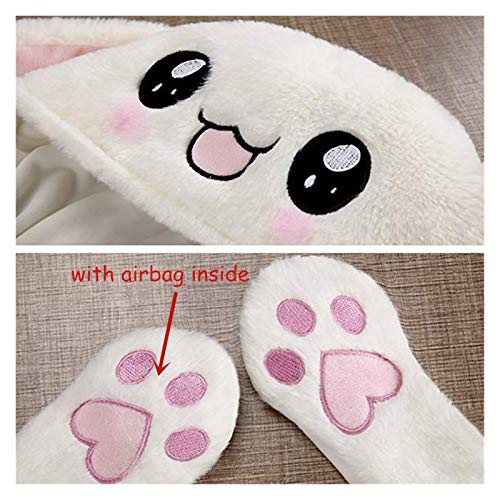 Tderloi Hat Girls Animals Ear Moving Jumping Hats Children Women Warm Plush Rabbit Winter Kids Bunny Fuzzy Pinch Airbag Caps (Color : Stitch blue, Size : 30x50cm)