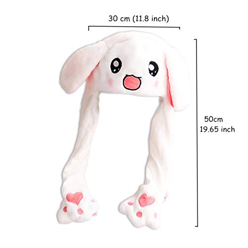 Tderloi Hat Girls Animals Ear Moving Jumping Hats Children Women Warm Plush Rabbit Winter Kids Bunny Fuzzy Pinch Airbag Caps (Color : Stitch blue, Size : 30x50cm)