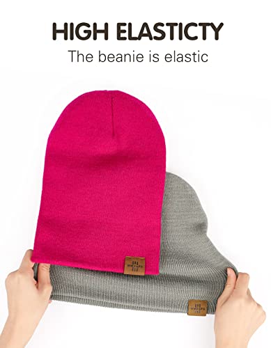 Beanie for Kid, Stretchy Childrens Thermal Insulated Wolly Hat with Turn Up for Boys and Girls, Double Layer for Winter Autumn (Orange)